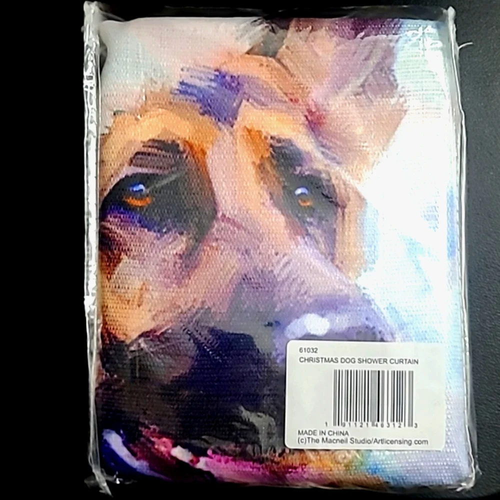 NIB The Macneil Studio Fabric Christmas Dog Shower Curtain